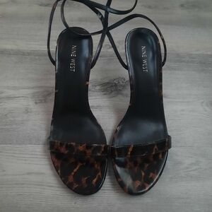 Nine West Patent Leopard Print Heeled Sandals